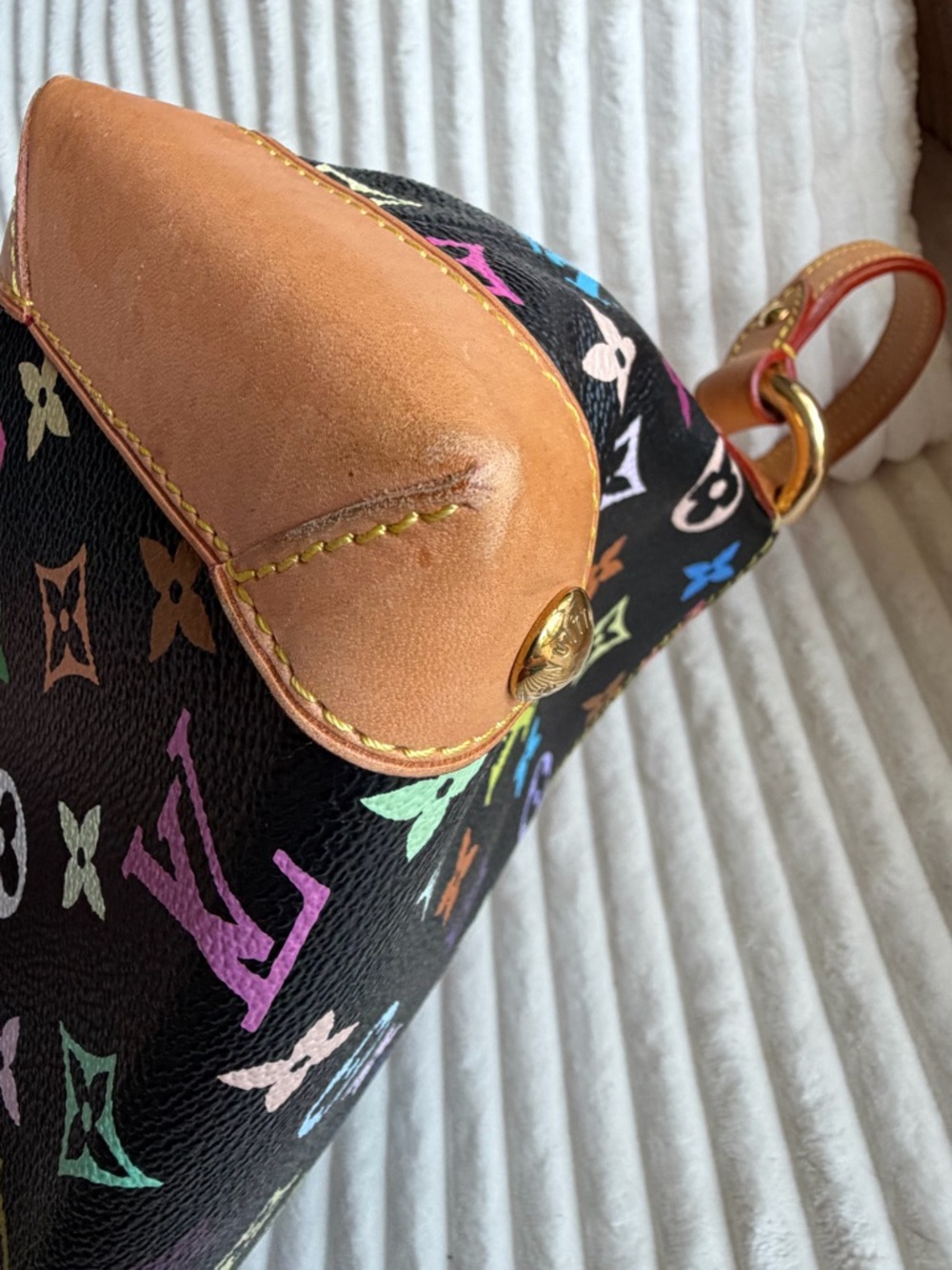 Louis Vuitton Black Multicolor Monogram Shoulder Bag with Tan Trim - Picture 9 of 16